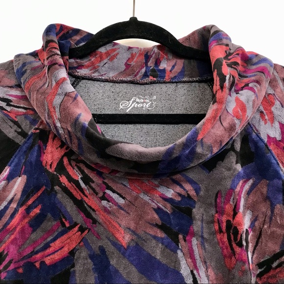 Style & Co Sport cowl sweatshirt with 2 pockets in beautiful abstract colors, XL - Picture 2 of 7